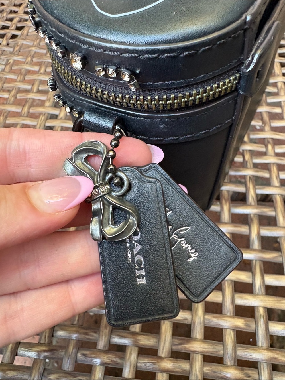 Coach x Selena Gomez Trail Bag Black Leather w/ Crystal Embellishment - Picture 7 of 14